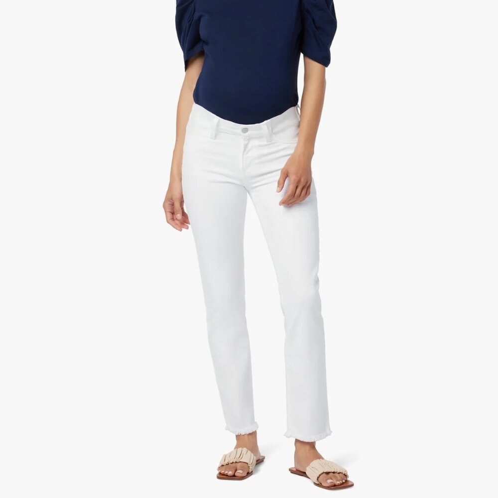 Joe's Jeans The Lara Maternity Mid Rise Cigarette FrayedAnkle Jean - White - 31
